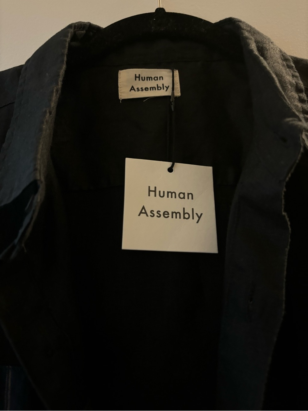 Human Assembly Men's Short Sleeve Black Shirt XL 2XL with Blue & Beige Panels - Picture 3 of 5